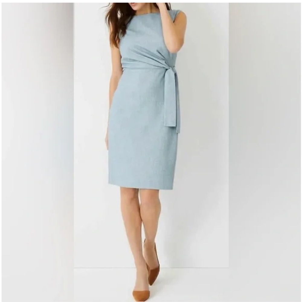 Ann Taylor Blue Sheath Mock Neck Midi Dress